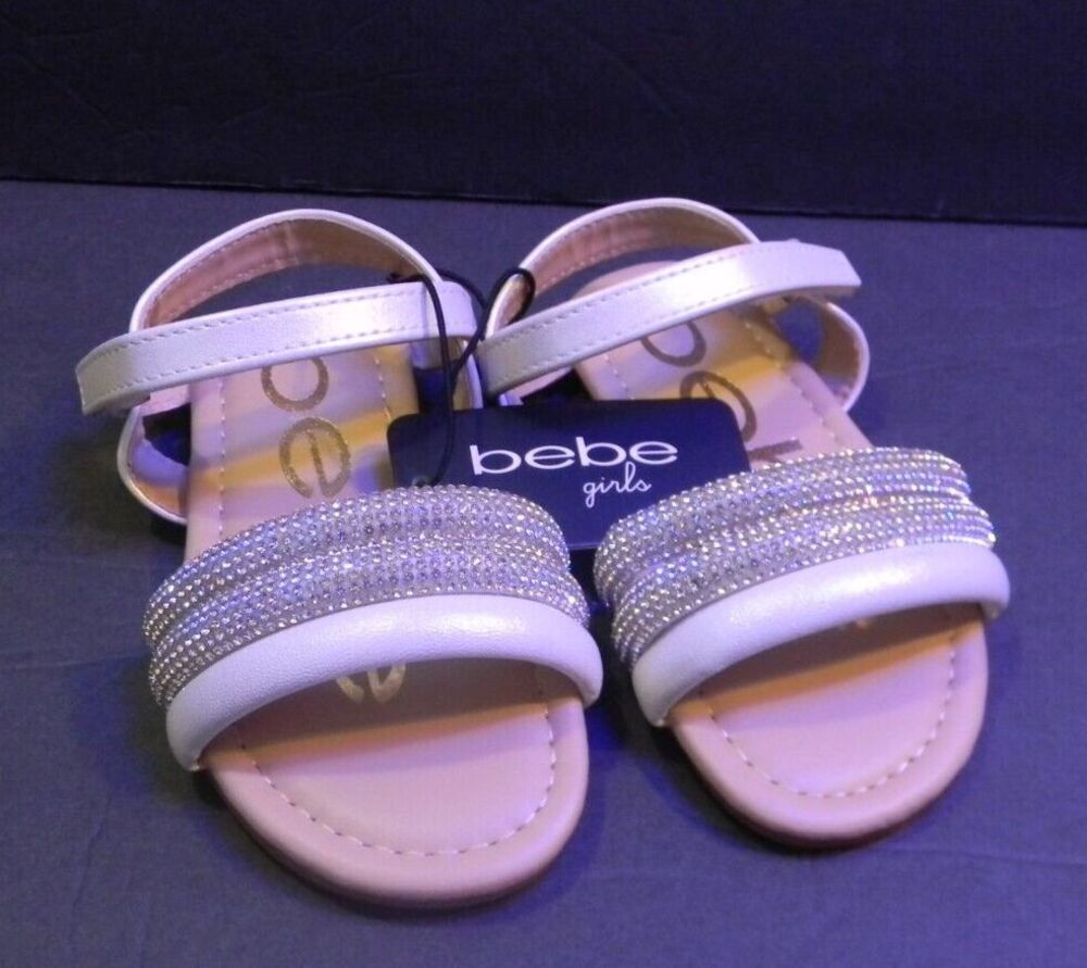 Bebe girls White Little Girls Sandals Adjustable Straps NWT